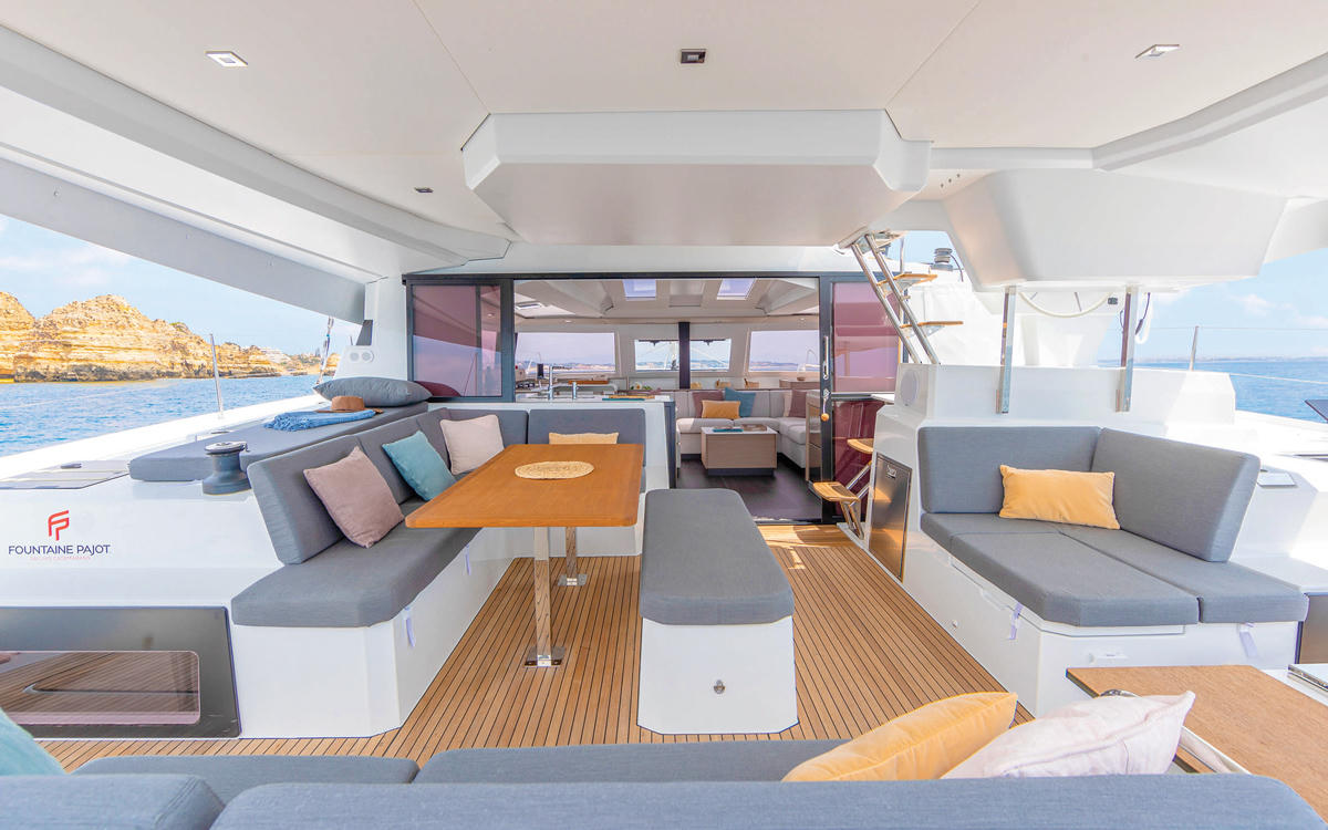 The cockpit on the Fountaine Pajot Elba 45
