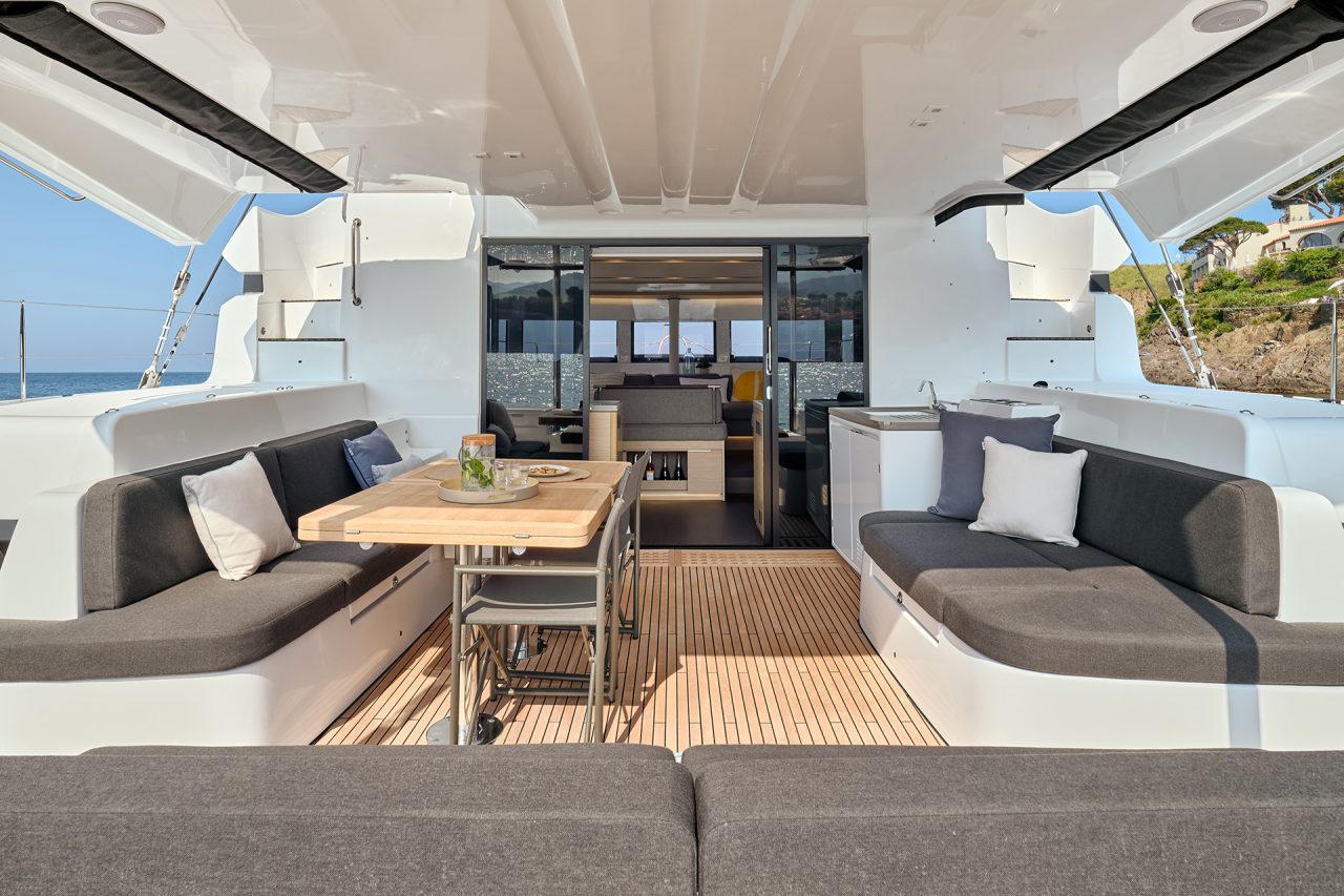 The cockpit on the Lagoon 51