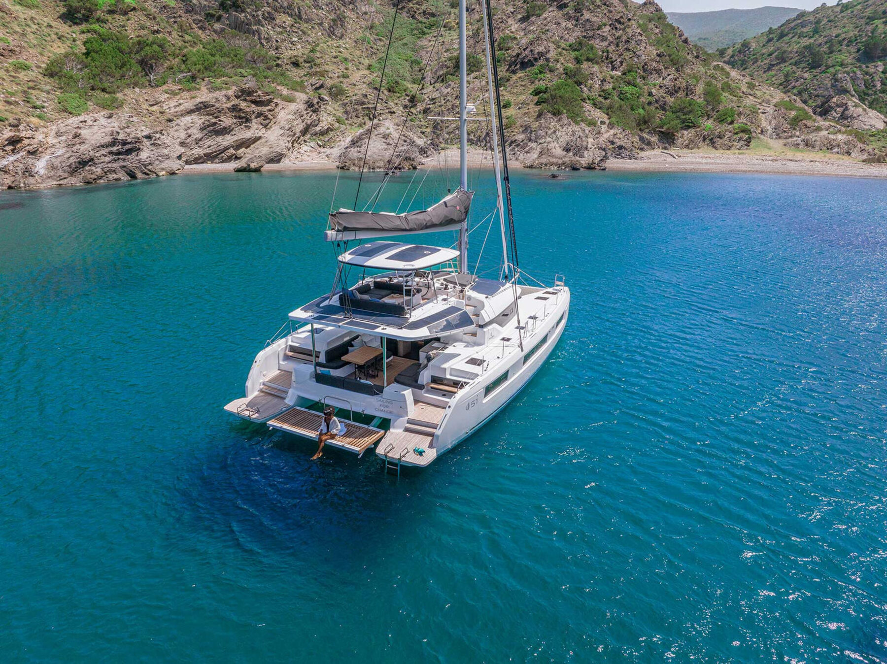 Under sail on the Lagoon 51